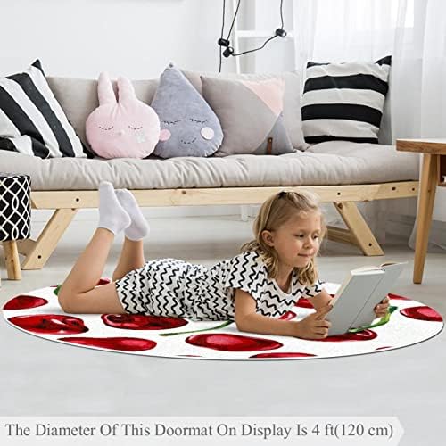 Llnsupply Детски килим 5 метри големи килими за кружни области за девојчиња момчиња бебе - цреша, домашен декор преклопен дете