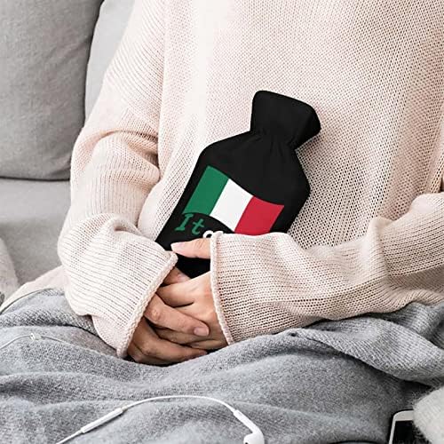 Италијанско знаме шише со топла вода со мека покривка вреќа за топла вода за рачни нозе на вратот на вратот потопло