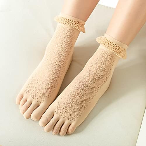 Ниски чорапи за девојчиња жени цврсти чипка чорапи чорапи шупливи рафли кои не се лизгаат чорапи, пети чорапи, кои трчаат чорапи