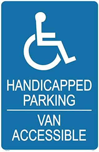 Знак за паркирање на хендикеп-Паркингот резервиран за хендикепираните, УВ-бојата и заштитата да трае подолго, метал без 'рѓа 14 x10 0,04
