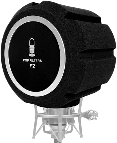 Микрофон поп филтер, професионален микрофон за ветерници, густ ветерниот штит Акустичен филтер за 45мм-60мм Студии за снимање микрофони, пена што апсорбира звук што ?