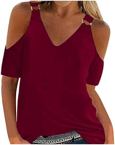 Женски врвови фустани обични трендовски основни кошули со краток ракав од рамото секси култура на камизола пријатно излегување на работа