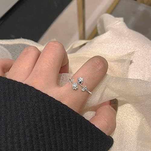 2023 Ново за мојата ќерка прстен сребрена роза цветна форма на прстен на прстен прилагодлив сребрен розов прстен минималистички прстен подарок