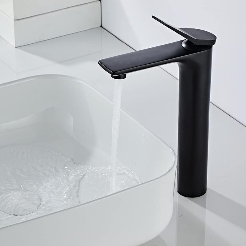Хауселибе црна басен тапа висока со топла и ладна вода, единечна рачка бања мијалник за мијалник, поставена тапа за мијалник со црево