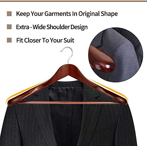 Хангар со палто 8-пакет, меглуација за закачалки за дрво, панталони за закачалки Дополнителни широки дрвени закачалки за тежок палто, џемпер, здолниште,