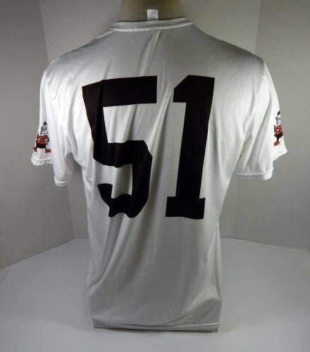 Кливленд Браунс 51 игра користеше бела вежба за вежбање кошула Jerseyерси XL DP45220 - Непотпишана игра во НФЛ користени дресови
