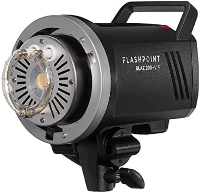 FlashPoint Blaz 200-V 200WS R2 Studio Monolight Flash со 10W LED моделирање ламба и монтирање на Bowens