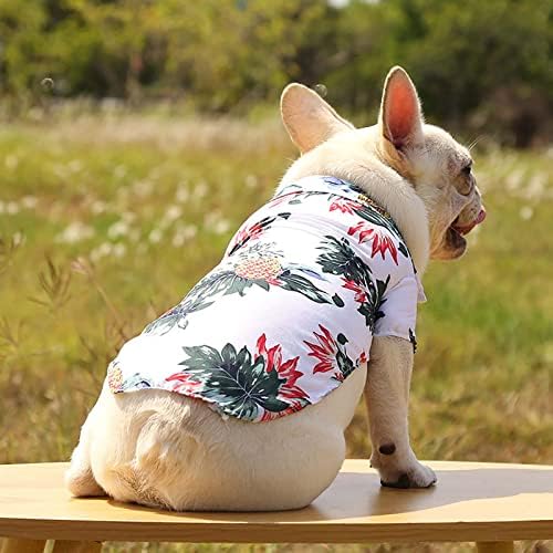Пет летни маици Хаваи стил цветна кучиња кошула Хавајски печатени миленичиња маици дише ладна облека плажа на кученца кученца