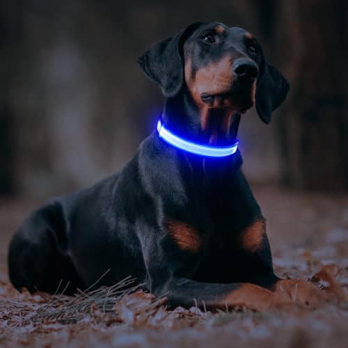 Domagiker LED јака за кучиња - Полнење, рефлексивно, прилагодливо блескаво осветлено кутре - светкави светла за јака за кучиња за ноќно
