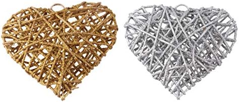 Амосфун 2 парчиња ратан срце виси декорација ратан венци за свадби на в Valentубените Свадби на влезната врата