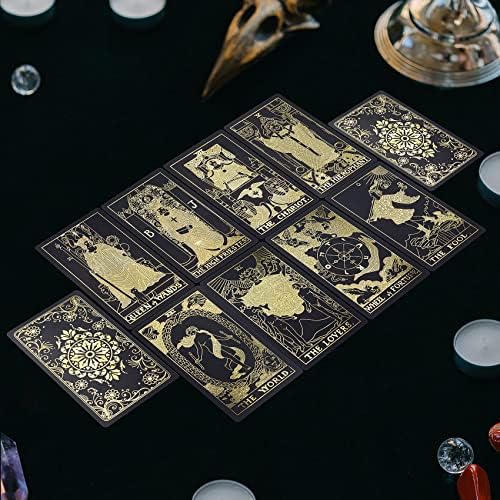 Ciseonik Black Tarot картички со Guidebook - и професионалци за случаи луксузни гроздобер тароти картички за почетници пластични