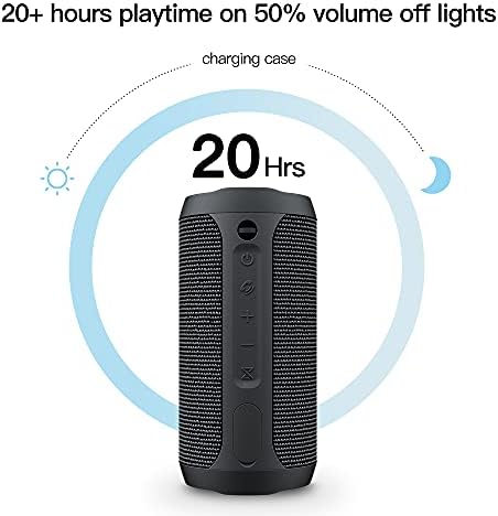 Водоотпорен преносен преносен звучник со Bluetooth - 20W погласен безжичен звучник со 20 часа играње време, спарување на TWS, RGB светла и слот