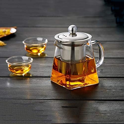 Чај од чај од чај чај од чај 550мл стаклена чајник со чај инфузер стаклен стомна со чај од не'рѓосувачки челик за лабав пијалок чај од лисја