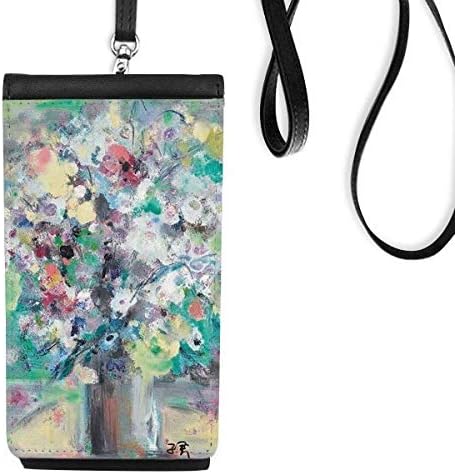 Пролетно масло сликарство уметност Мртва живот цвет телефонски паричник чанта што виси мобилна торбичка црн џеб