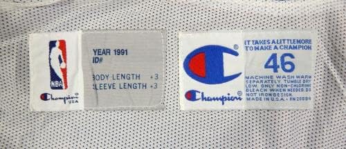 1991-92 Кливленд Кавалирс Дани Фери 35 Игра користена сина wu јакна Pant 100 P6 - НБА игра користена