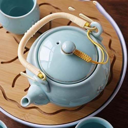 Nfguy 6pcs Рачно изработена порцеланска глазура боја кунг фу чај сет zen чај здравје за чај со голем капацитет чајник чајник сад и чаши за кафе