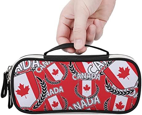 Јавор лист Канада знаме со молив со молив со голем капацитет торбичка за молив со рачно рачно пенкало торба за шминка, организатор за складирање подарок