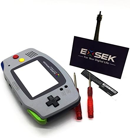 Exsek Solid Black Edition GBA Housing Shell Shell Pack компатибилен со Gameboy Advance
