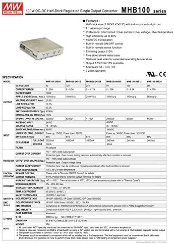 Среден добро MHB100-48S24 24V 0 ~ 4.17A 100W DC-DC Half-BRICK регулиран конвертор на единечен излез DC/DC конвертор