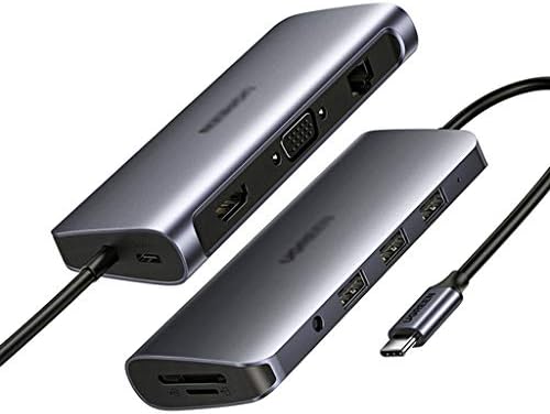 Chysp USB C Hub 10 во 1 USB тип C до HDMI 4K USB 3.0 VGA PD 3.5mm Централен центар за целосна функција