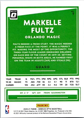2020-21 ДОНРУС ОПТИКА 9 Маркел Фулц Орландо Меџик Службена картичка за трговија во кошарка во НБА во сурова состојба