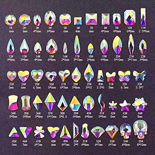 100 парчиња/многу видови на форми кристален нокти дијамантски камен слој аб стаклени ригистони за 3Д нокти Арт украси квадратни облици на очите