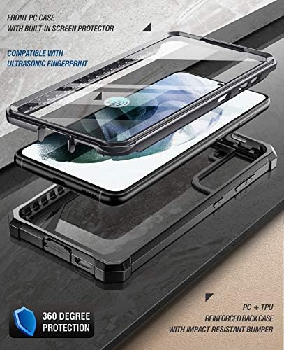 Случај на поетски Чувар Дизајниран За Samsung Galaxy S21 5G 6,2 инчи, Вградена Заштитна Работа На Екранот Со ИДЕНТИФИКАЦИЈА На Отпечаток од