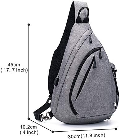 Водоотпорна торба за Прашка/Ранец Со Вкрстено Тело/Торба За Рамо СО USB Порта за Полнење За Патување, Пешачење, Возење Велосипед, Кампување