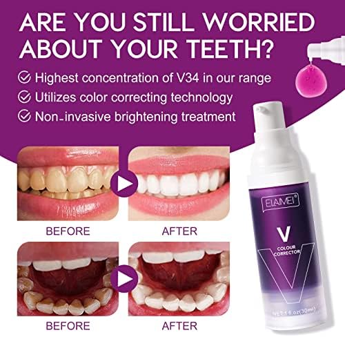 1 парчиња пурпурна паста за заби за белење на забите - V -34Color корекција на паста за заби за чувствителни заби, отстранете ги дамките, подобрување на осветленоста на з?