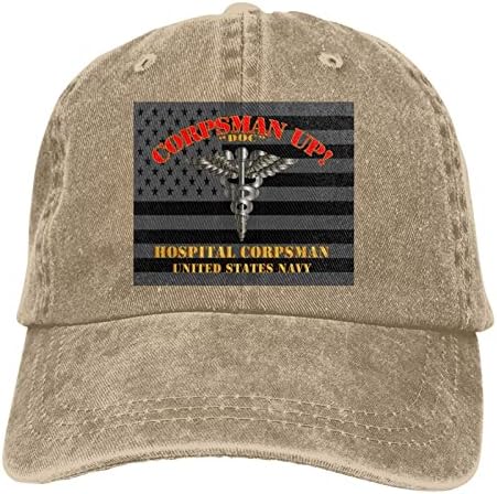 Морнарица Корпсман до ДОК САД морнарица Унисекс сендвич Кап Деним Капчиња за бејзбол капа