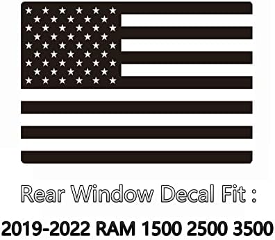 Wonwopn Back Middle Window Decal Fit RAM 1500 2500 3500 2019-2022, заден дел од камиони заден лизгачки прозорец Американски налепница на знаме