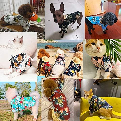 ЛИЗ ПАРК Хавајски плажа печати миленичиња кучиња маици маици слатки за мали до средни кучиња мачки кул летна елек камп кошула облека