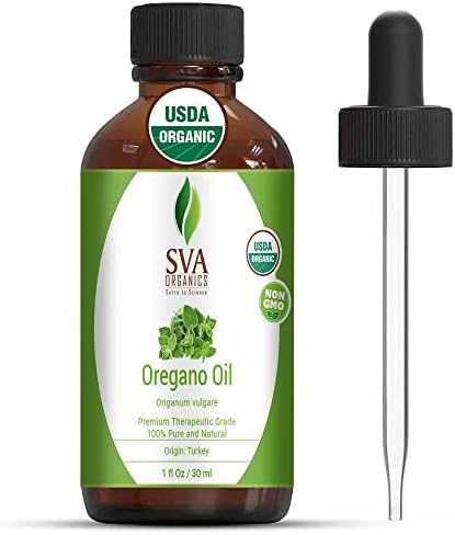 SVA Organics Oregano есенцијално масло 1 мл органски USDA чиста природна неразредена премиум терапевтска оценка есенцијално масло за кожа, лице, коса, дифузер, ароматерапија