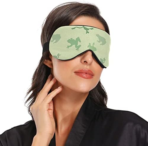 Унисекс спиење маска за очи смешно-камо-зелено-жаби ноќ за спиење маска удобно покритие за сенка за спиење на очите