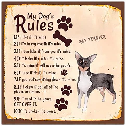 Алиојоит Смешно Куче Метален Калај Потпишете Ги Правилата На Моето Куче Симпатичен Знак За Кученце Куче Со Цитат За Куче Гроздобер Метален