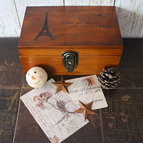 Кутија за сувенири со кула VKSG - дрвена сувенир кутија со капаче за шарки - врежан дизајн - декоративна дрвена кутија со капак