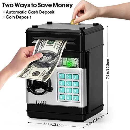 Мини банкомат машина за забавна музика автоматски тркалајќи реални пари со код за лозинка заклучи деца електронска банка за свињи за заштеда