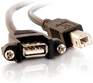 C2G USB кабел, USB панел монтажа, USB 2.0 кабел, USB A до кабел, 2 стапки, црни, кабли за да одите 28063