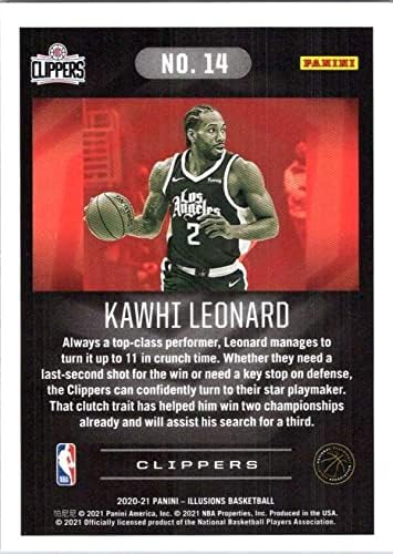 2020-21 Илузии на Панини 14 Кави Леонард Лонард Лос Анџелес Клиперс во НБА кошаркарска трговска картичка