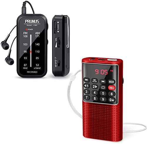 Prunus J-985 Pocket Radio Mini Am FM Stereo Radio Portable Battery управувана со слушалки, клип, Prunus J-328 Mini Portable Pocket FM Walkman Radio With Recorder, Lock Key