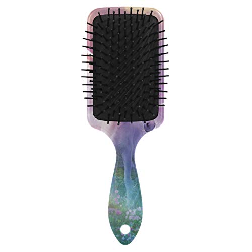 Четка за коса со перничиња од Vipsk, пластична шарена виолетова сон бела еднорог, соодветна добра масажа и анти статична четка за коса за коса за сува и влажна коса, гу?