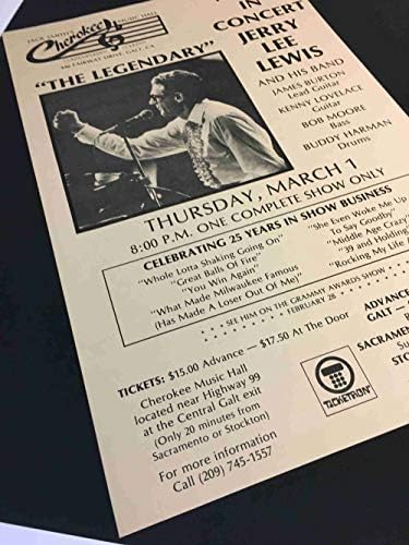 Jerryери Ли Луис Бенд во кој се претставени Musicејмс Бартон Постер Чероки Музичка сала Галт Калифорнија 1984 нане