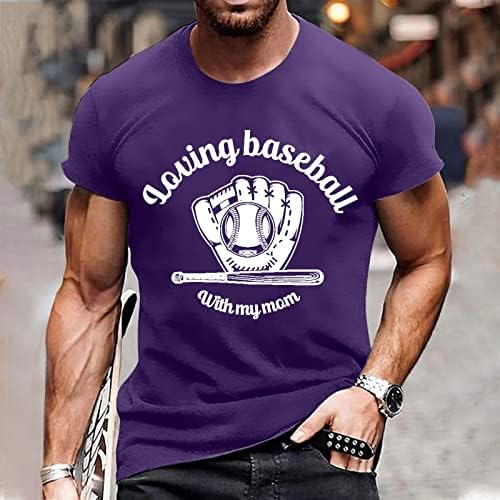 Машки кошули RTRDE летни кратки ракави со тркалезен врат Гроздобер бејзбол буква печати пулвер врвни маици
