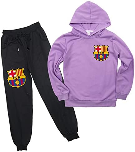 Leoorz Child Boys Pullover Hooded Cooped lionel Messi Sweatshirts and Sweatpants поставува обична облека со долг ракав за тинејџер