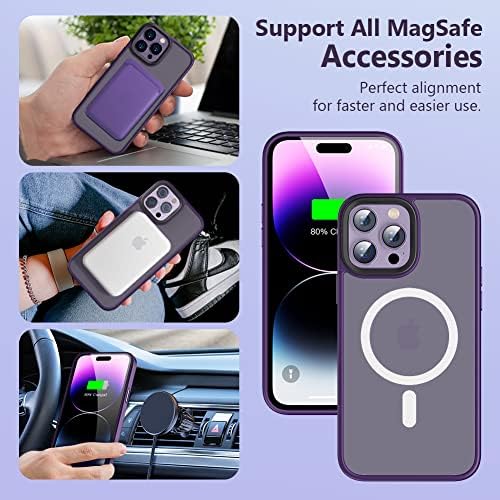 [2 во 1] Магнетно Куќиште Дизајнирано За Iphone 14 Pro Max Случај, [Виолетовиот Mag Безбеден Полнач Вклучува] Компатибилен Со MagSafe,