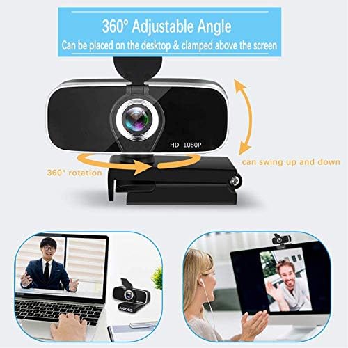 Aigoss Веб Камера Со Микрофон &засилувач; Приватност Покритие, 1080p Целосна HD Веб Камера За Стриминг, Видео Повик, Конференција,
