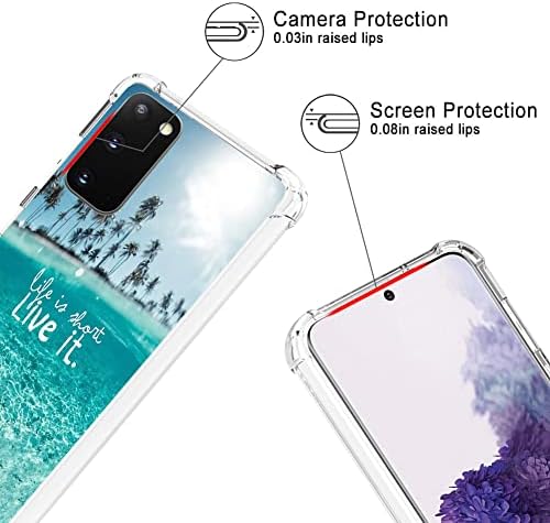 Ок Јасен Случај Компатибилен Со Samsung Galaxy S20, Шема На Морска Плажа Мек Tpu Отпорен На Удари Агли Отпорни На Гребење Транспарентен Капак