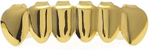 XMWMFULL DIAMOND GOLD CROWN целосен дијамантски златен заби сет од 8 заби од 8-те дијаманти и златни заби трендсетер хип-хоп