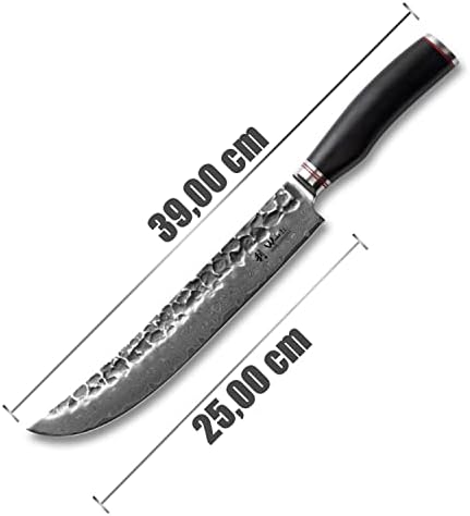 Нож за филе од Ваколи Дамаск-Екстра-остриот професионален кујнски нож со сечило 9,8-инчен серија ЕБО