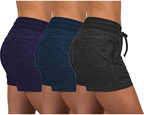 Секси основи женски 3 пакувања активни носат салон јога салата за секојдневни спортски шорцеви